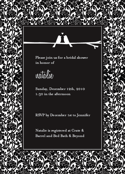 black and white wedding shower invitations