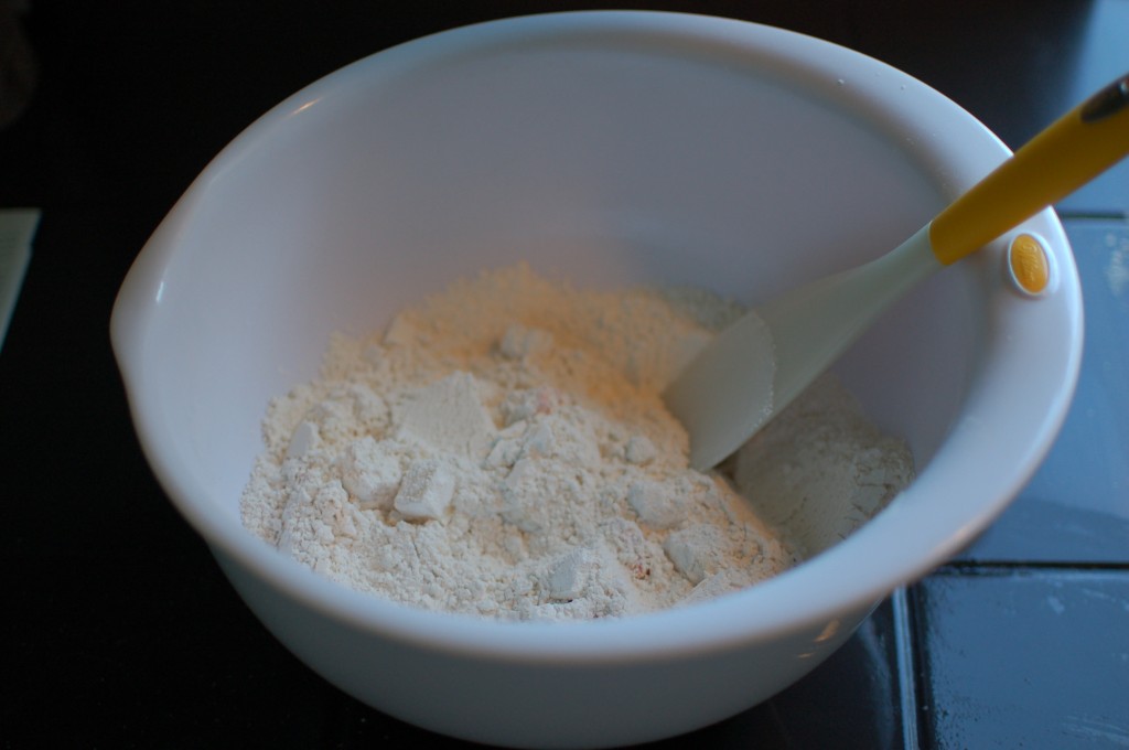 Mixing muenster into dry ingredients