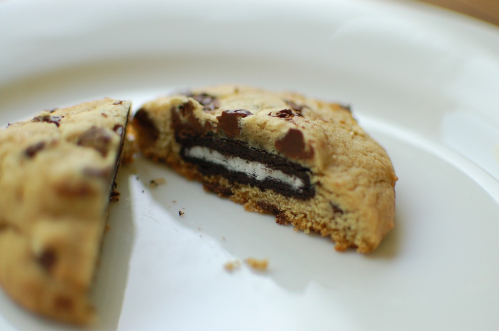 Chocolate chip cookie with Oreo inside