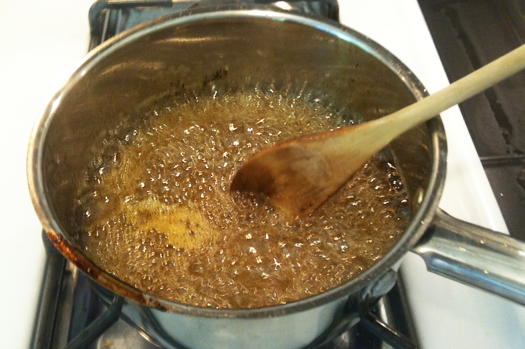 boiling pineapple caramel sauce