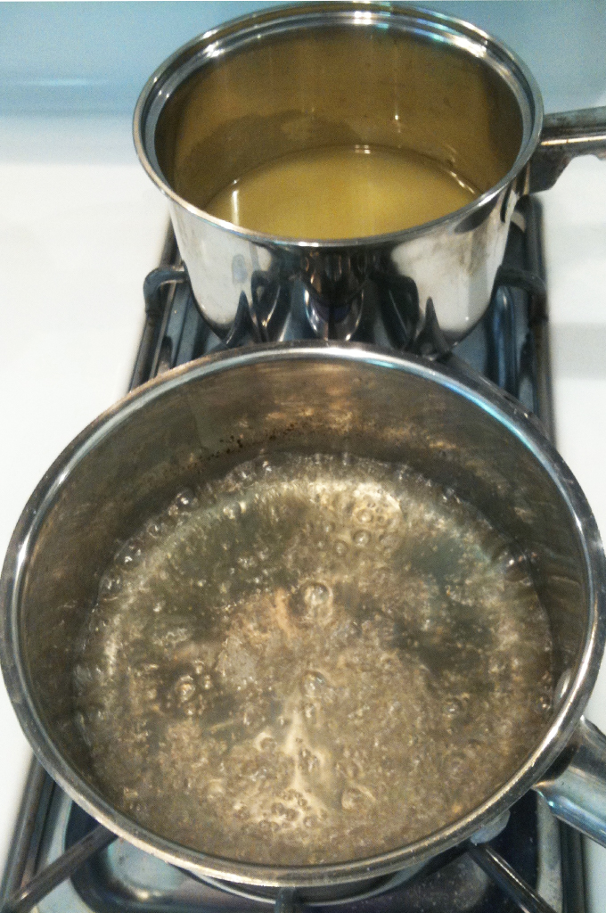making the pineapple caramel sauce