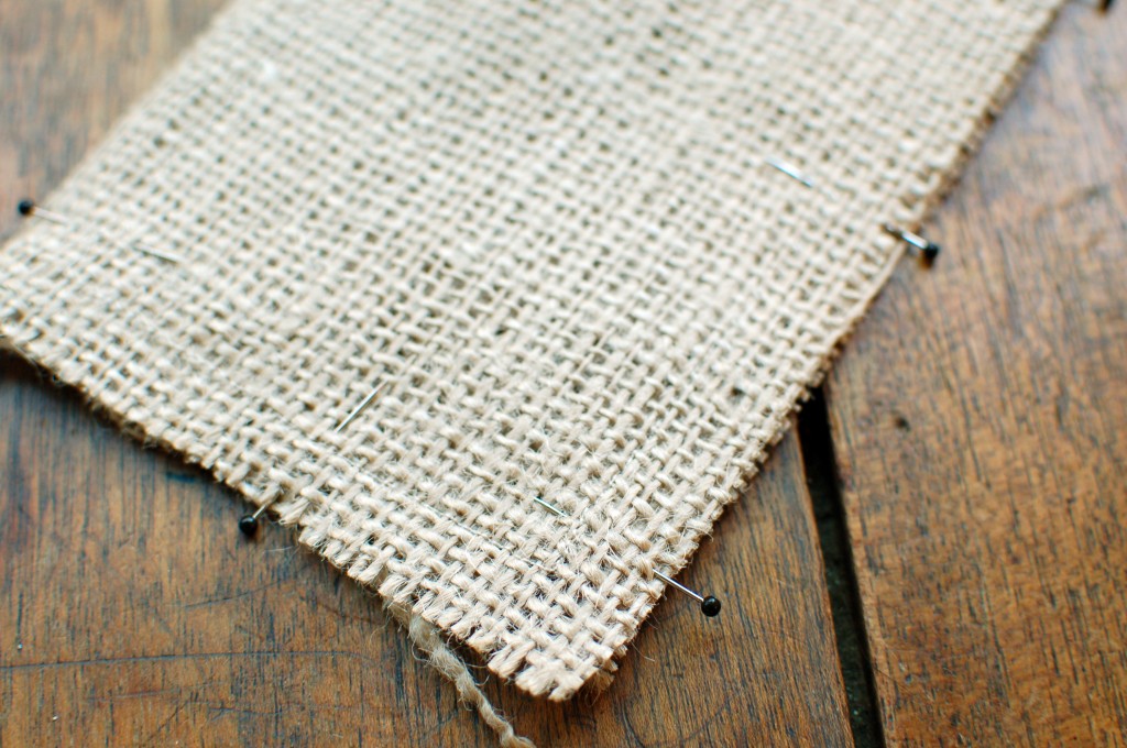 Stitch burlap pieces together