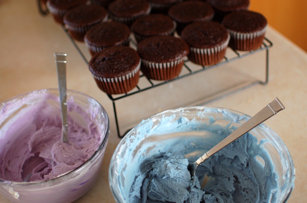 Purple and blue frosting