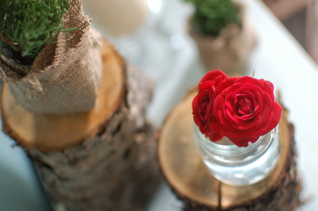 Roses and juniper branches