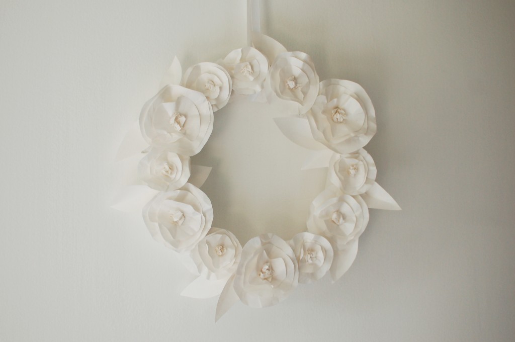 Wreath of paper flowers