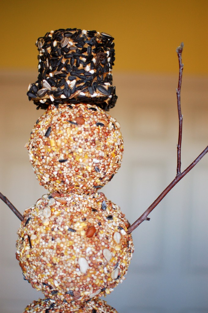 Bird seed snowman