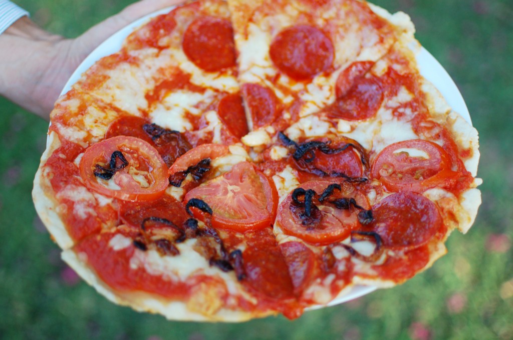 Made-to-order pizzas on the grill