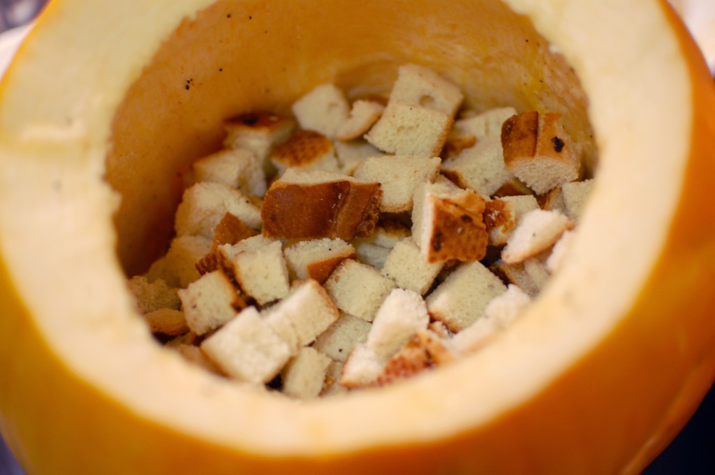 Stuffed pumpkin before baking