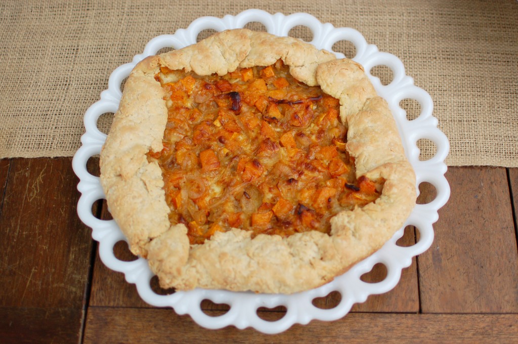 Caramelized onion and butternut squash galette