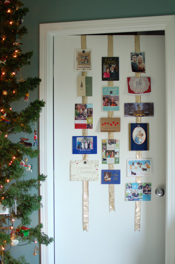 Hanging ribbons for Christmas cards