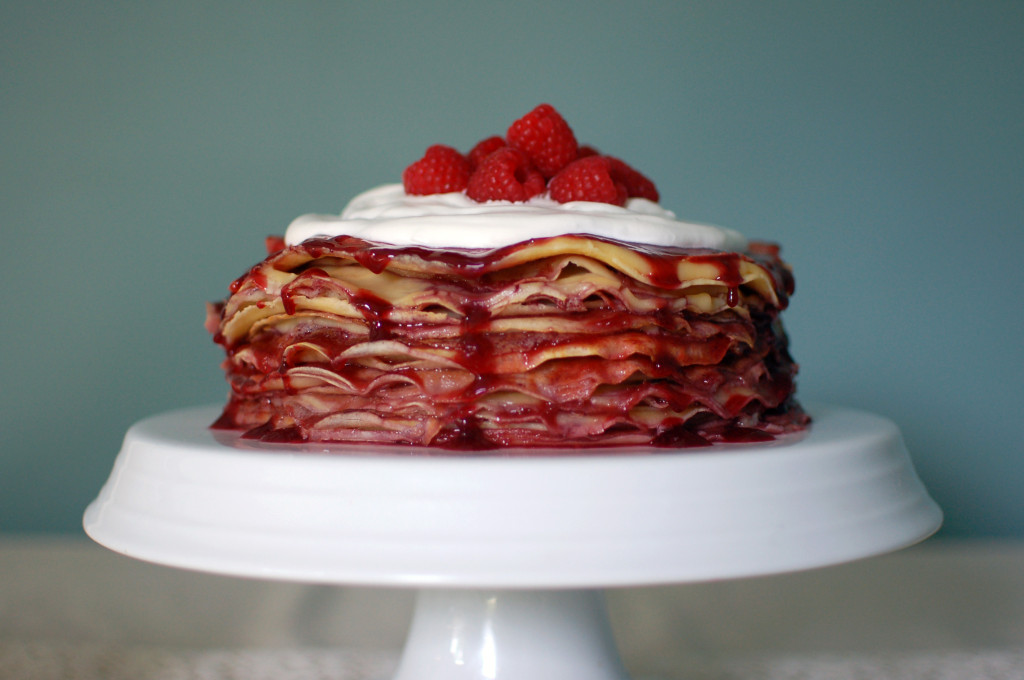 Raspberry and Custard Crepe Cake