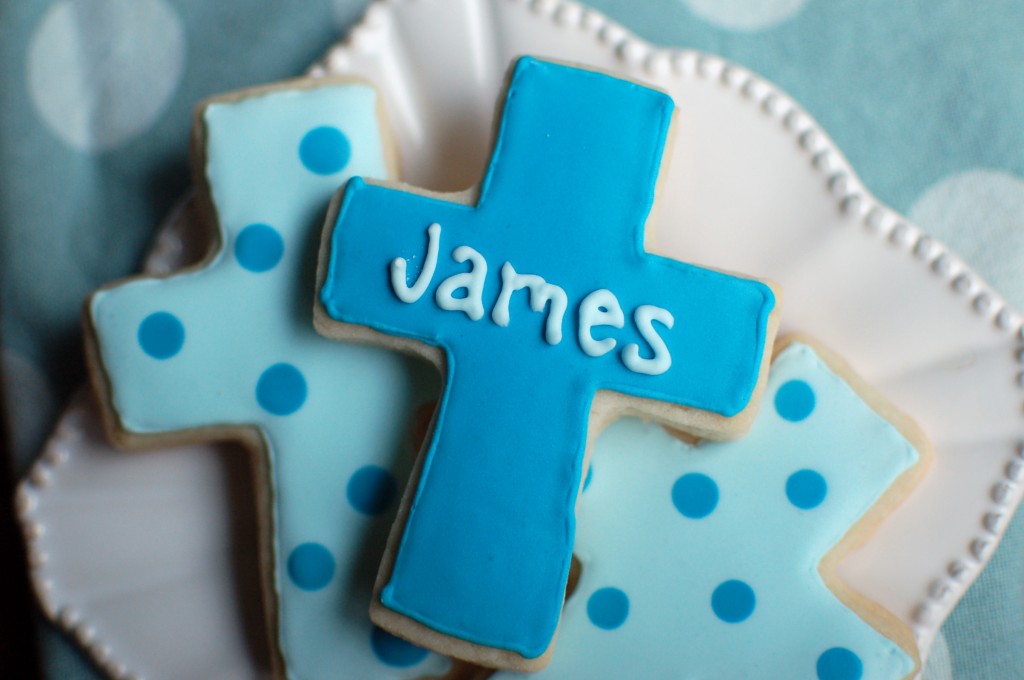 Baptism Cross Cookies with Names