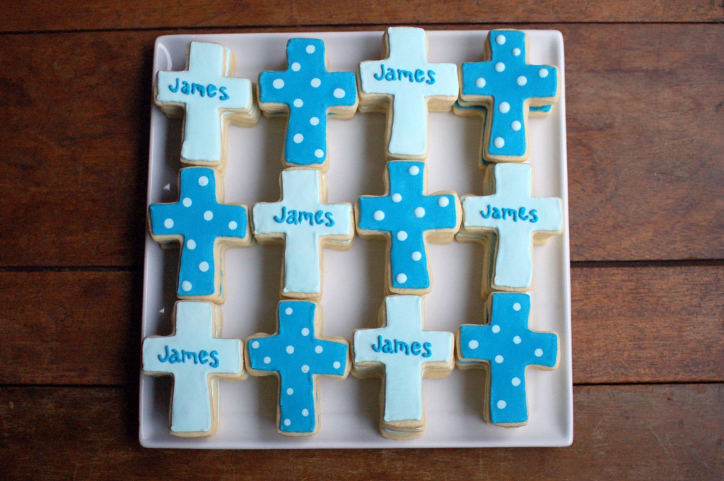 Frosted Baptism Cross Cookies