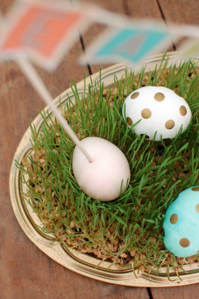 Hard-boiled egg as banner stand