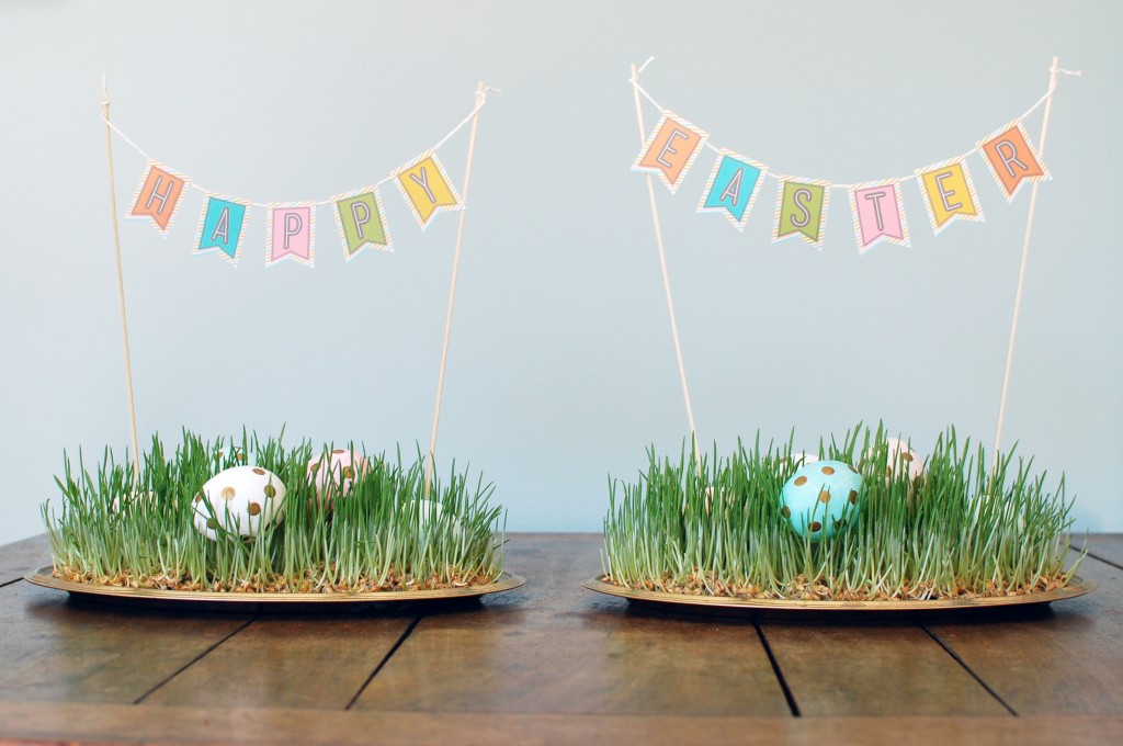 Wheatgrass Easter Centerpieces