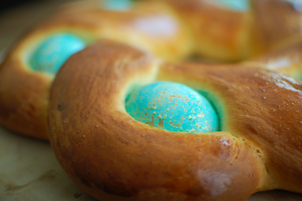 Easter egg bread wreath